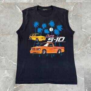 90s Vintage Chevy Graphic Tee Mens Large Sleeveless Shirt Lowrider Truck S10